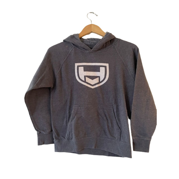 Fodada Independent Trading Co Kids Size M Raglan Hooded Pullover Sweatshirt Gray - Picture 1 of 8